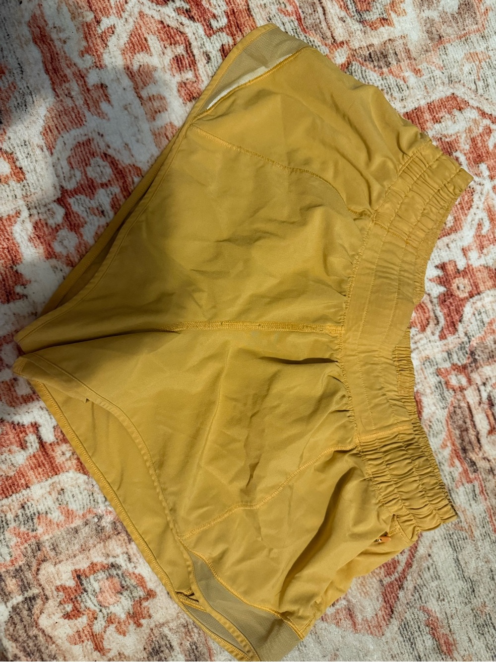 lululemon athletica women's mustard yellow athletic shorts